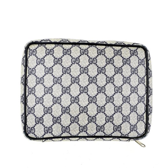 Vintage GUCCI Supreme Web GG Monogram Canvas and Leather Toiletry Travel Zip Bag - Picture 4 of 12